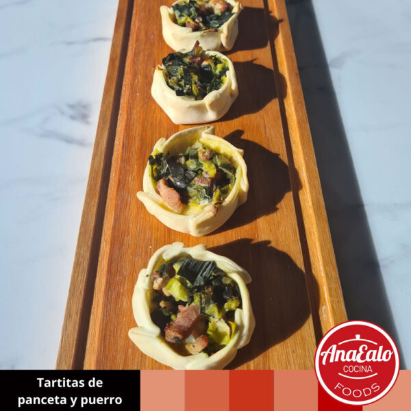 Tartitas panceta y puerro